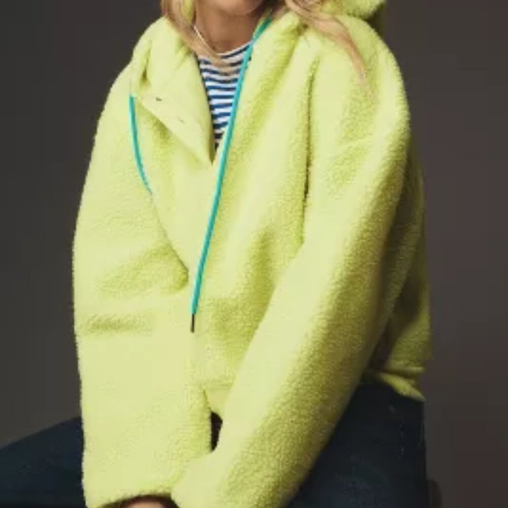 Anthropologie Neon Yellow Fleece Jacket